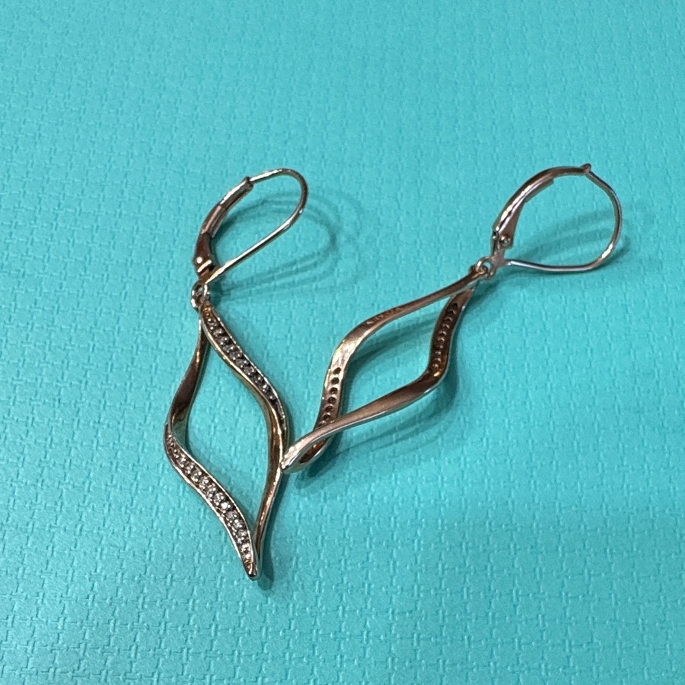 14K Rose Gold Plated Silver 0.10CT Moissanite Diamond Twist earrings